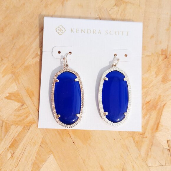 NEW Kendra Scott Elle Cobalt Cat's Eye Earrings Gold - Picture 1 of 2